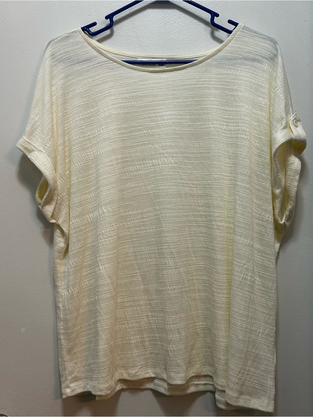 89th‎ & Madison Cream Textured Short-Sleeve Blouse